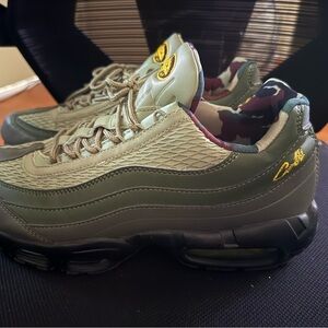 Green and Black Sneakers with Gold Accents
